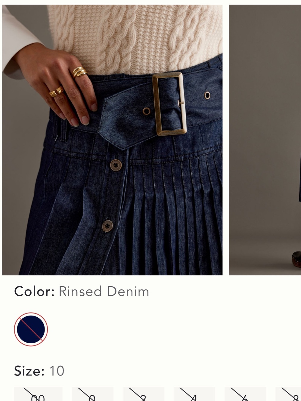 Anthropologie pilcro low slung Pleated dark Denim Skirt with Belt 10 - Picture 7 of 11